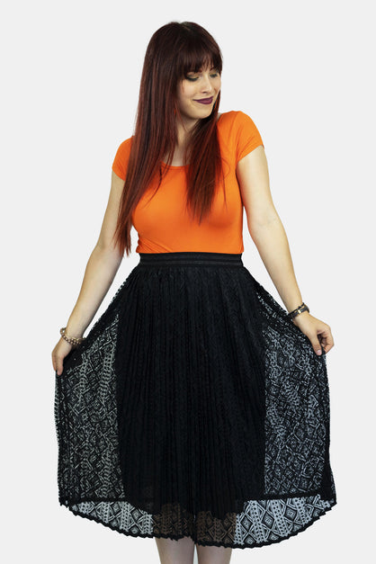 Black Lace Aztec Maxi Skirt