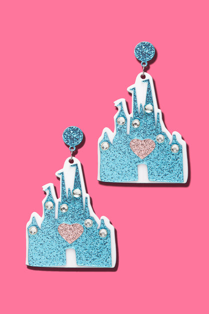 blue Fairy Tale Castle Earrings