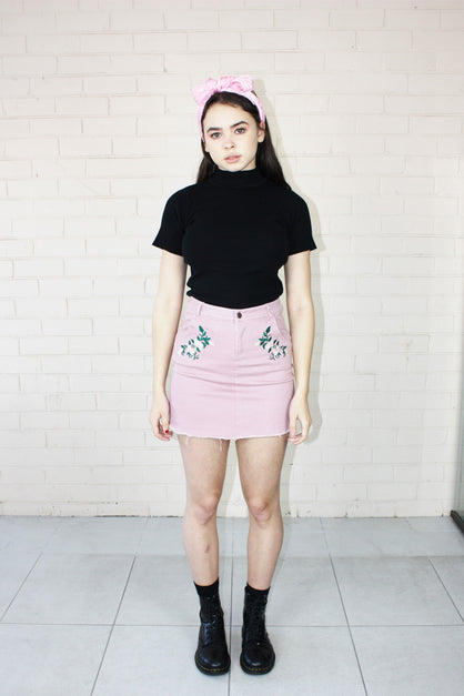 Olivia Embroidered Mini Skirt Pink