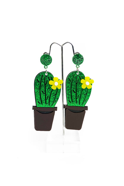 Blooming Cactus Glitter Earrings