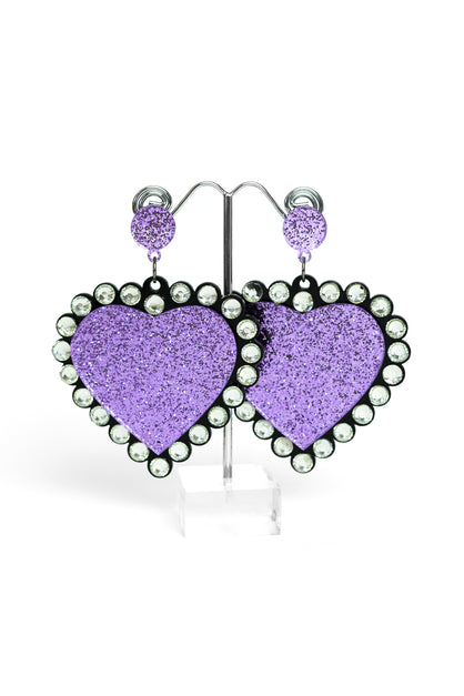 Glitter Heart Diamonte Earrings