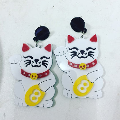 Lucky Money Cat Earrings