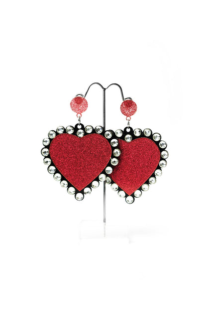 Glitter Heart Diamonte Earrings