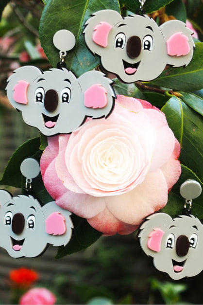 Blinky Koala Face Earrings