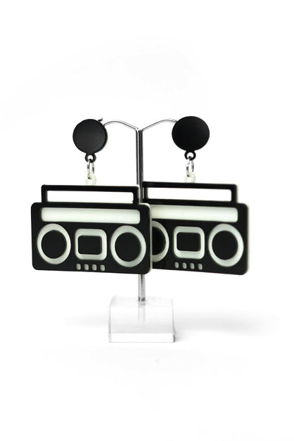 black Stereo System Earrings